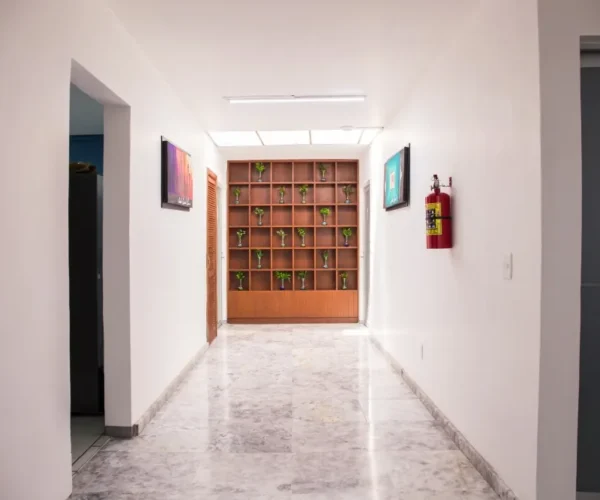 Pasillo en Gomac Galerías, oficinas en renta en Guadalajara