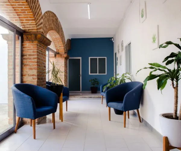Sala de espera en Gomac Punto Sao Paulo, oficinas en renta en Guadalajara